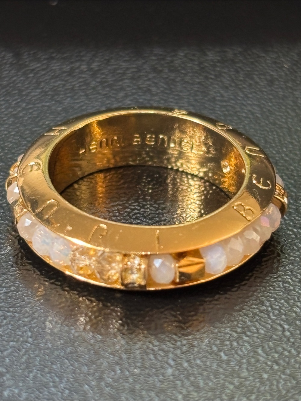 Henri Bendel Stainless Steel Gold Toned Band Ring Size 7